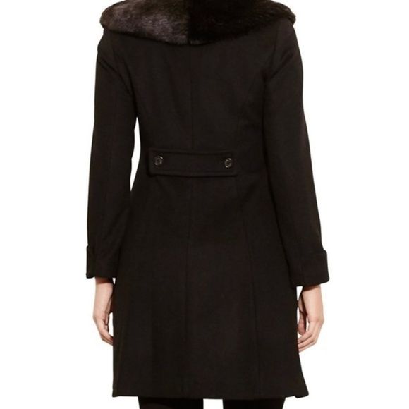 Lauren Ralph Lauren Womens Faux Fur Trim Wool Blend Walker Coat, Black, Sz 8P - Picture 2 of 8